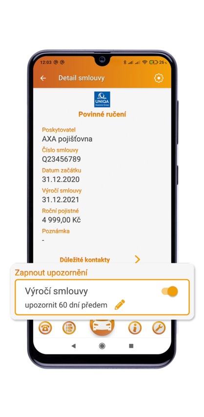 Data a termíny s notifikacemi
